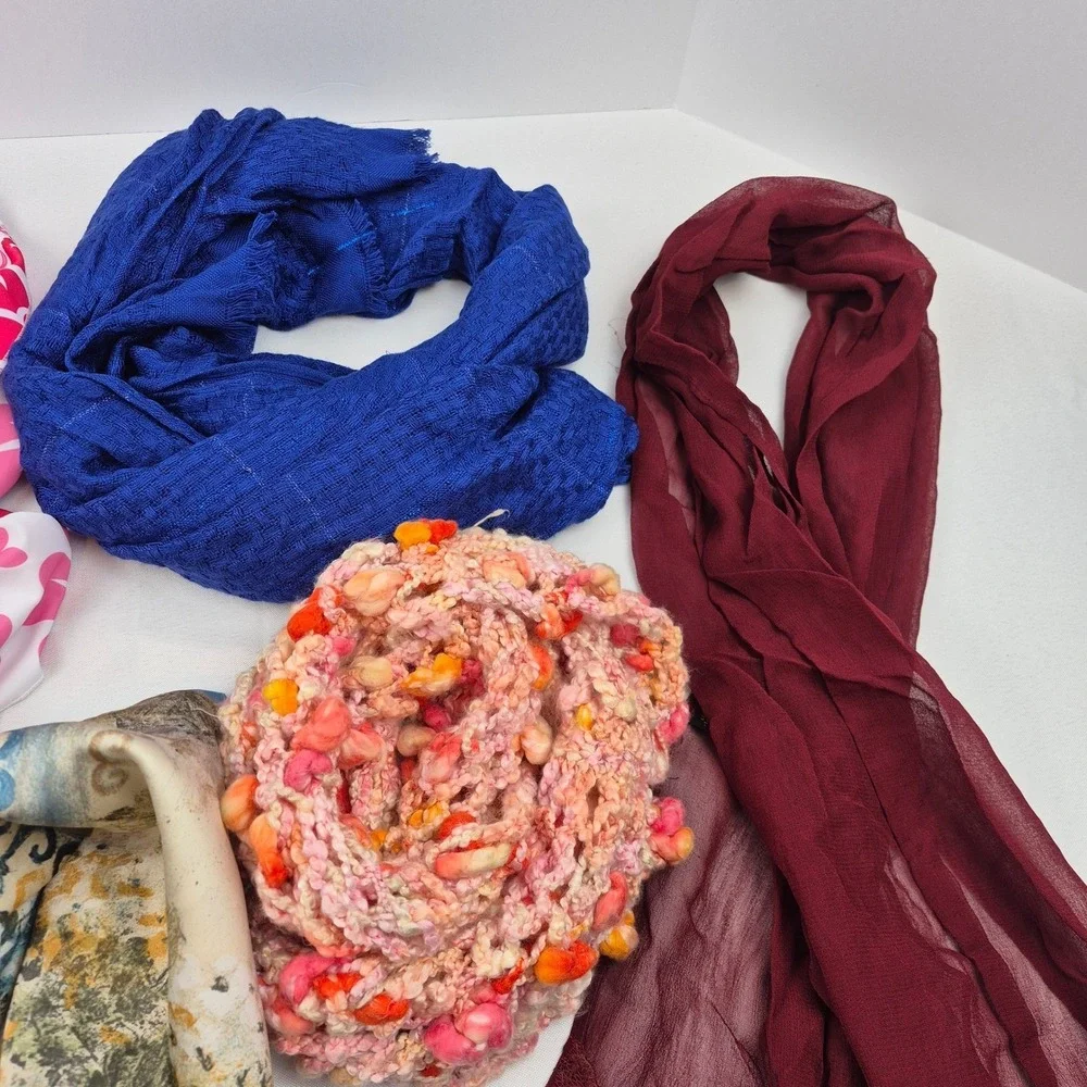 Scarf Bundle Lot 6‎ Lightweight Fashion Scarves Mixed Colors Prints Boho Chic